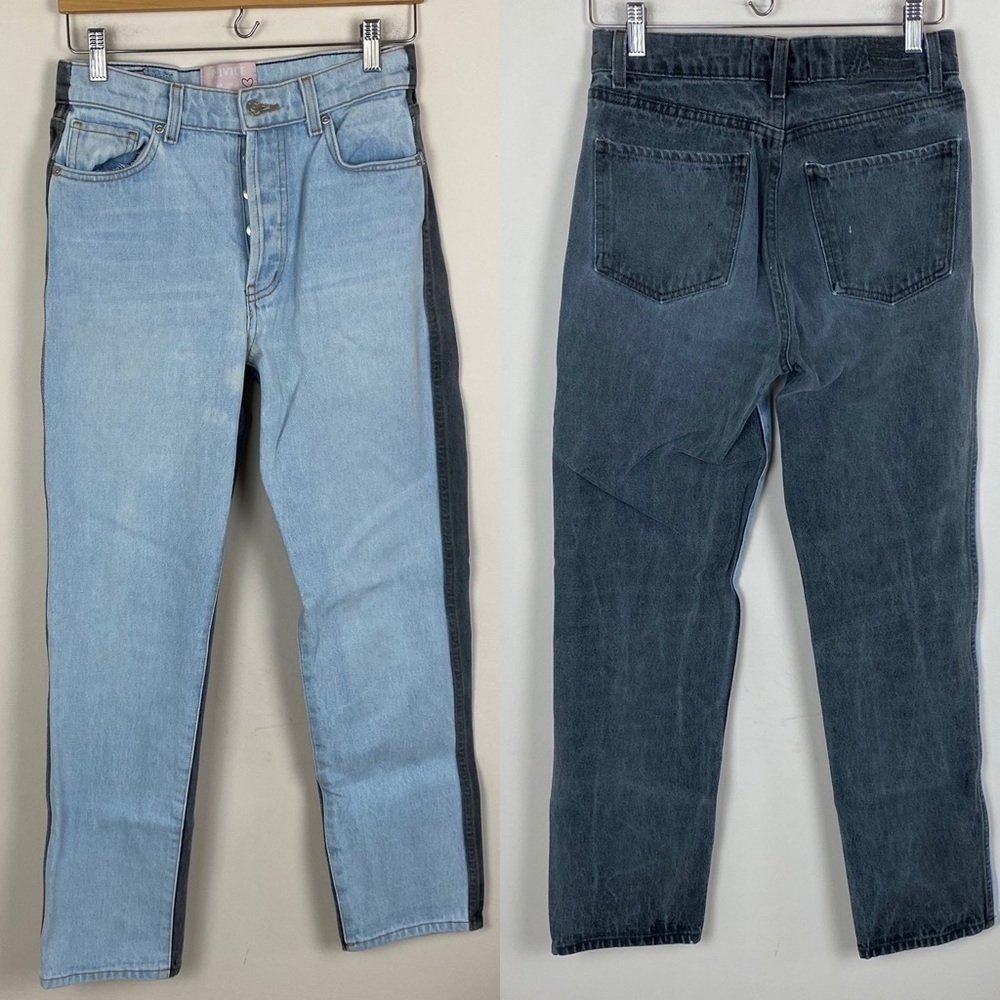 Revice Two Tone High Rise Button Fly Jeans